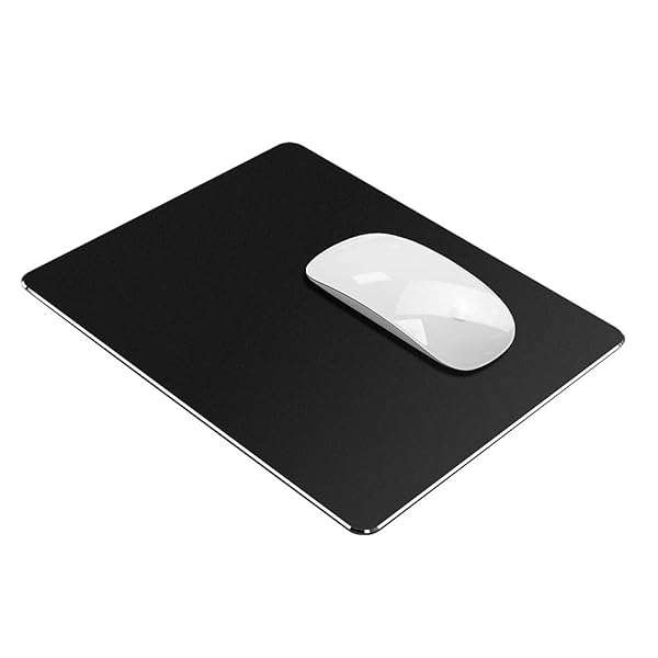Vaydeer Vaydeer Hard Metal Mouse Pad Ultra Thin Waterproof Double Side Gaming Office Mat 9.45X7.87 Inch Black Aluminum Smooth Surface