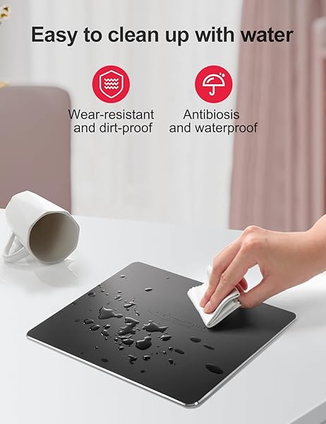 Vaydeer Vaydeer Hard Metal Mouse Pad Ultra Thin Waterproof Double Side Gaming Office Mat 11.81X9.45 Inch Black Aluminum Smooth Surface - View 6 of 8