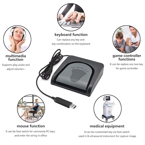 iKKEGOL iKKEGOL Upgraded USB Foot Pedal Switch Control for Customized Keyboard Mouse Game Action Black - View 4 of 10