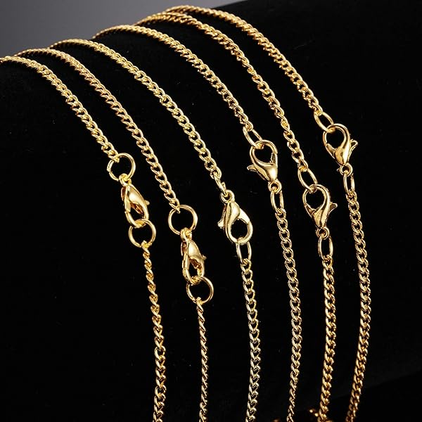 Hicarer Hicarer 24 Pack Gold Plated Necklace Chains for Jewelry Making with Lobster Clasps 24 Inch DIY Supplies for Women - View 3 of 8