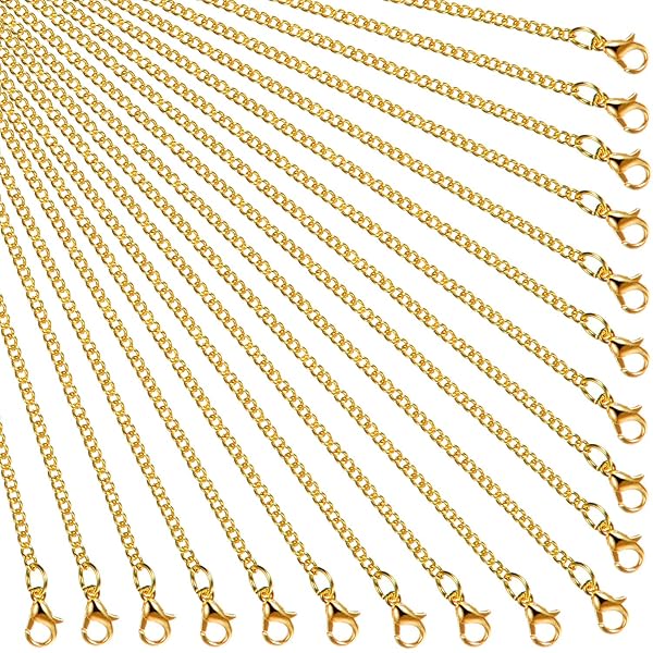 Hicarer Hicarer 24 Pack Gold Plated Necklace Chains for Jewelry Making with Lobster Clasps 24 Inch DIY Supplies for Women - View 2 of 8
