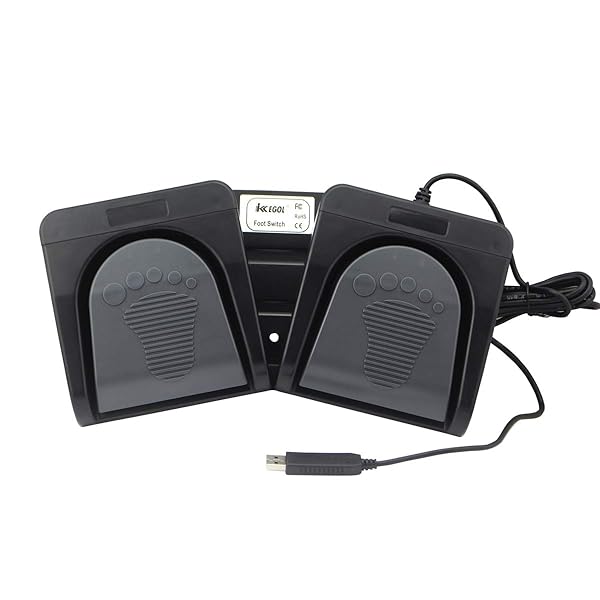 iKKEGOL iKKEGOL Upgraded USB Double Pedal Assembly Foot Switch Control for Video Game Customized PC Keyboard Mouse Multimedia Action Black - View 3 of 10