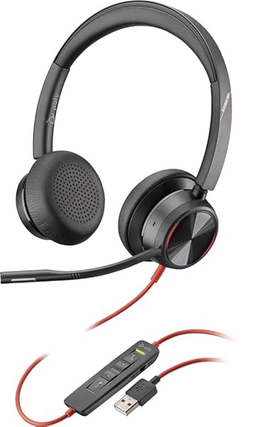 POLY Plantronics Poly Blackwire 8225 Wired Headset: Active Noise Canceling, USB-A, Teams & Zoom Compatible