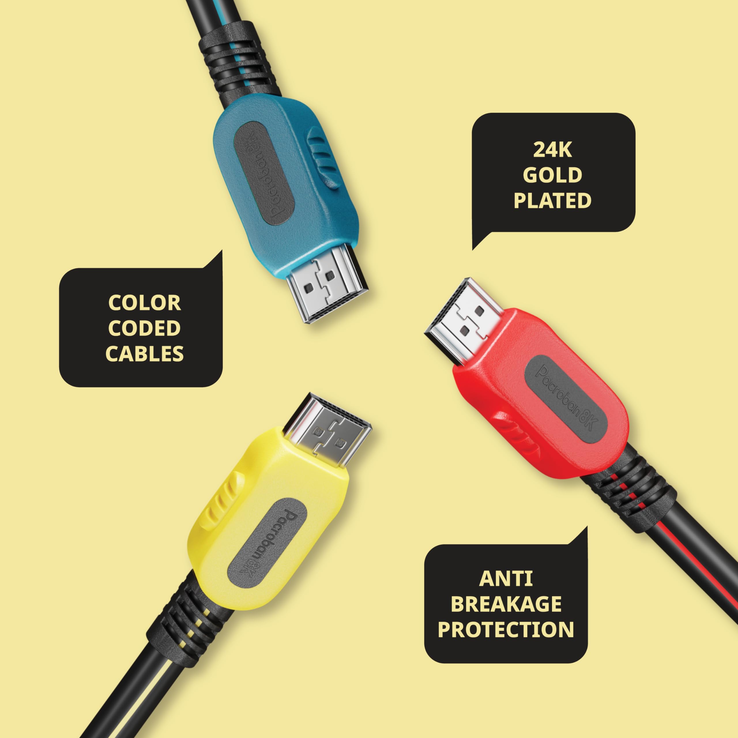 10 Foot HDMI Cable 3 Pack 8K 48Gbps 4K 240Hz eARC Color Coded HDMI 2.1 Cords HDR for PS5 Xbox ARC Dolby Atmos Soundbars Upgrade Series - View 4 of 9