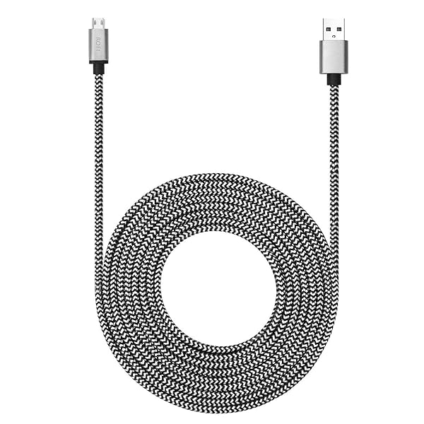 RoFI RoFI 15ft Micro USB Cable Fast Charging Durable Nylon Braided Charger for Galaxy S7 S6 J8 J7 Note 5 Kindle LG PS4 Xbox One and More White