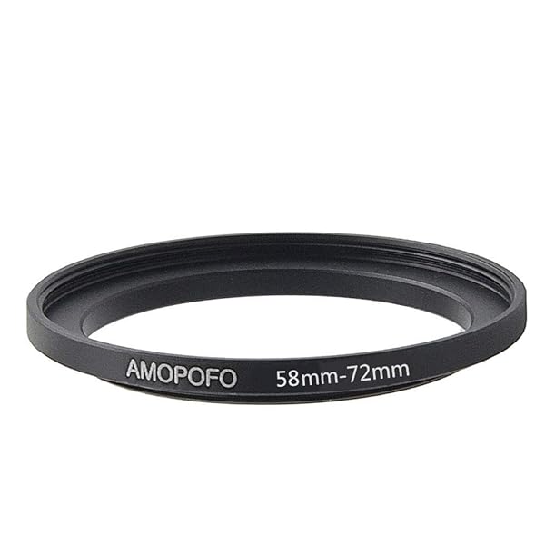 Amopofo 58mm to 72mm Metal Step Up Ring Adapter for Canon, Nikon, Sony & Fuji - CNC Machined, Matte Black Finish for UV, ND, CPL Filters - View 4 of 6