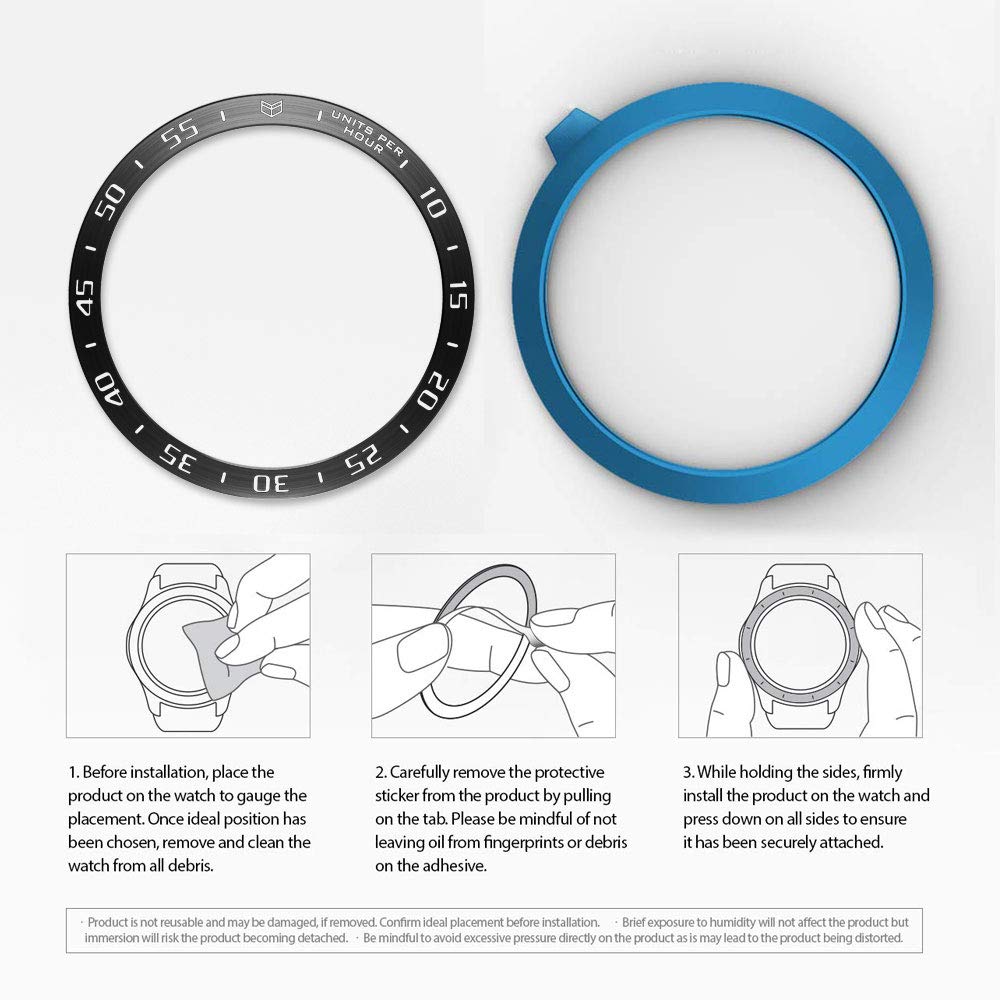 Pinhens Bezel Ring for Galaxy Watch 46mm Anti Scratch Aluminum Protector Compatible with Gear S3 Frontier Classic A-Black - View 7 of 7