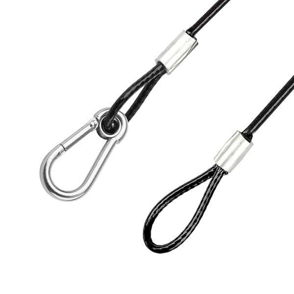 eoere 10 PCS 3FT Safety Cable Black Coated Braided Stainless Steel Security Rope for DJ Stage Par Lighting Max Load 110 lb - View 5 of 6