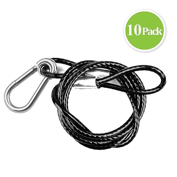 eoere 10 PCS 3FT Safety Cable Black Coated Braided Stainless Steel Security Rope for DJ Stage Par Lighting Max Load 110 lb - View 6 of 6