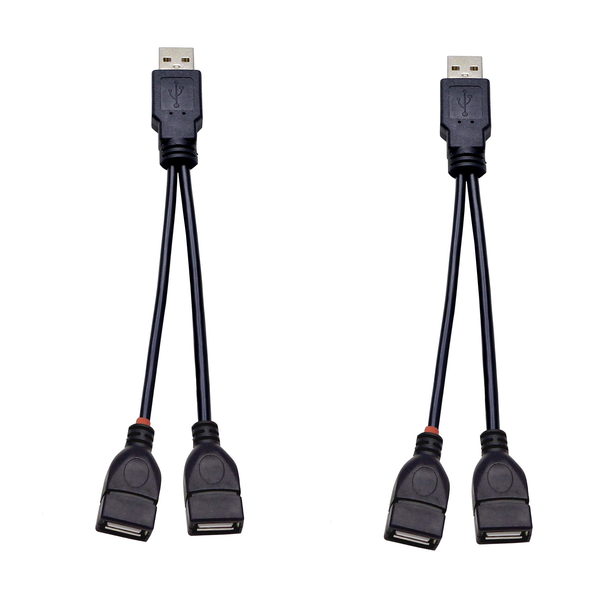 30 cm USB 2.0 Splitter Cable Y Adapter - 1 Male to 2 Female for Tablets & Phones (2-Pack) - YOUCHENG