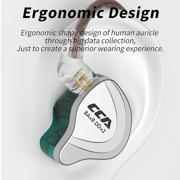 CCA CCA C10 In Ear Monitor Headphone 10 Hybrid Drivers Wired Earbud HiFi IEM Earphones Stereo Noise Isolating for Musicians Singers Audiophiles Black - View 7 of 10