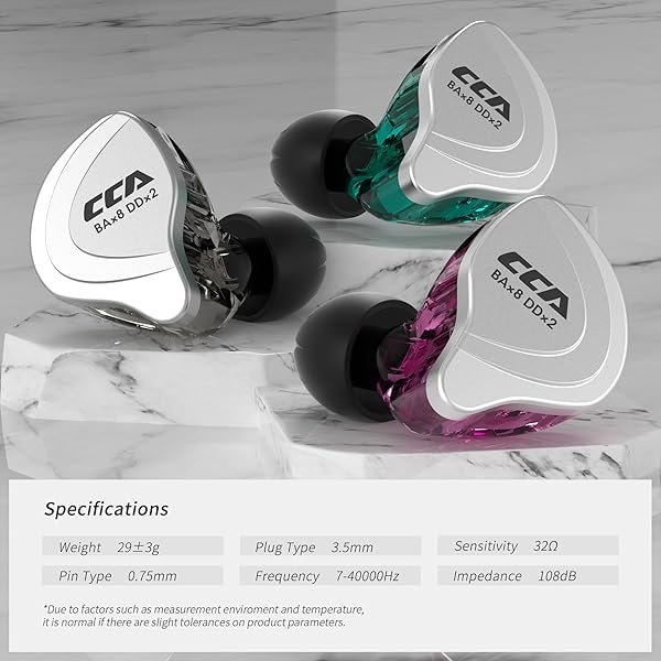 CCA CCA C10 In Ear Monitor Headphone 10 Hybrid Drivers Wired Earbud HiFi IEM Earphones Stereo Noise Isolating for Musicians Singers Audiophiles Black - View 9 of 10