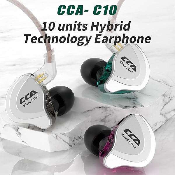 CCA CCA C10 In-Ear Monitor Headphones: 10 Hybrid Drivers, HiFi Sound, Detachable Cable for Musicians & Audiophiles - View 4 of 10