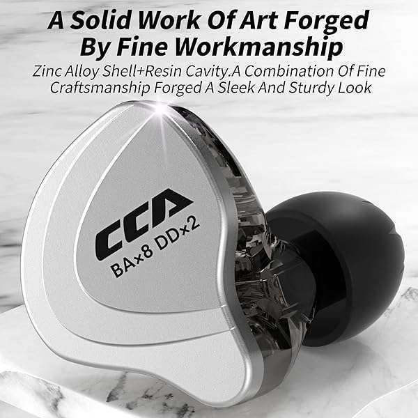 CCA CCA C10 In-Ear Monitor Headphones: 10 Hybrid Drivers, HiFi Sound, Detachable Cable for Musicians & Audiophiles - View 7 of 10