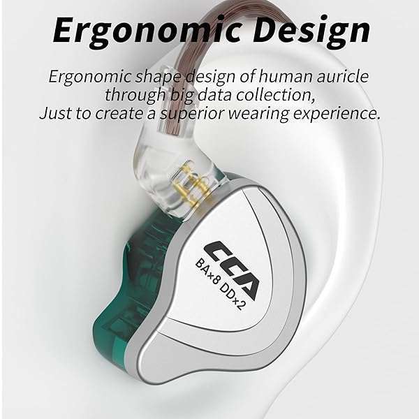 CCA CCA C10 In-Ear Monitor Headphones: 10 Hybrid Drivers, HiFi Sound, Detachable Cable for Musicians & Audiophiles - View 8 of 10