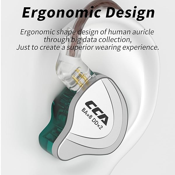 CCA CCA C10 In Ear Monitor Headphone 10 Hybrid Drivers Wired Earbud HiFi IEM Earphones Stereo Noise Isolating Detachable Cable for Musicians - View 9 of 9