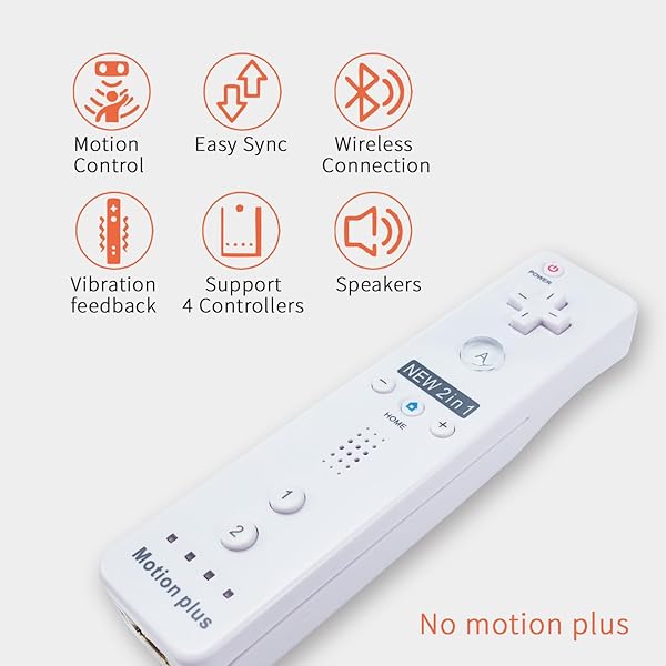 QUMOX QUMOX Wii Nunchuck Remote Controller with Motion Plus Compatible with Console Shock Function White Video Game Accessory - View 5 of 6