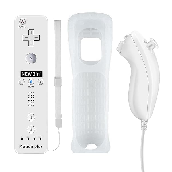 QUMOX QUMOX Wii Nunchuck Remote Controller with Motion Plus Compatible with Console Shock Function White Video Game Accessory - View 2 of 6