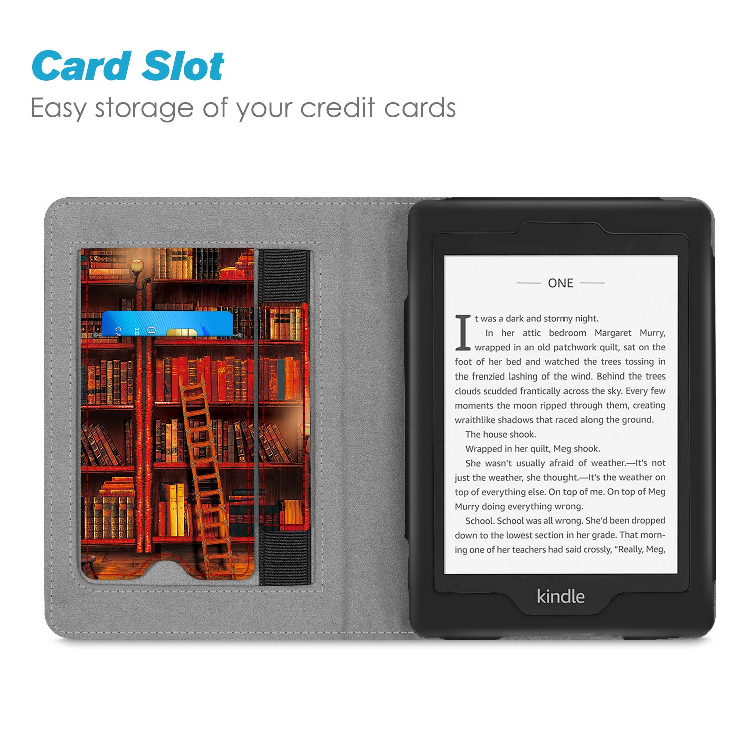 Fintie Stand Case for 6 Inch Kindle Paperwhite Premium PU Leather Sleeve Cover with Card Slot and Hand Strap for 2018 and Earlier Generations - View 4 of 8