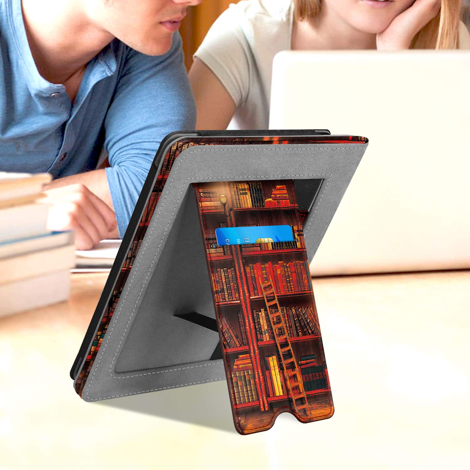 Fintie Stand Case for 6 Inch Kindle Paperwhite Premium PU Leather Sleeve Cover with Card Slot and Hand Strap for 2018 and Earlier Generations - View 7 of 8