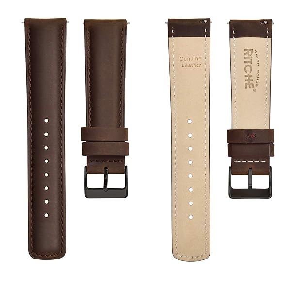 Ritche Ritche Classic Vintage Quick Release Leather Watch Band for Galaxy Watch 6 Classic 20mm Saddle Brown Strap Perfect for Gifts - View 6 of 8