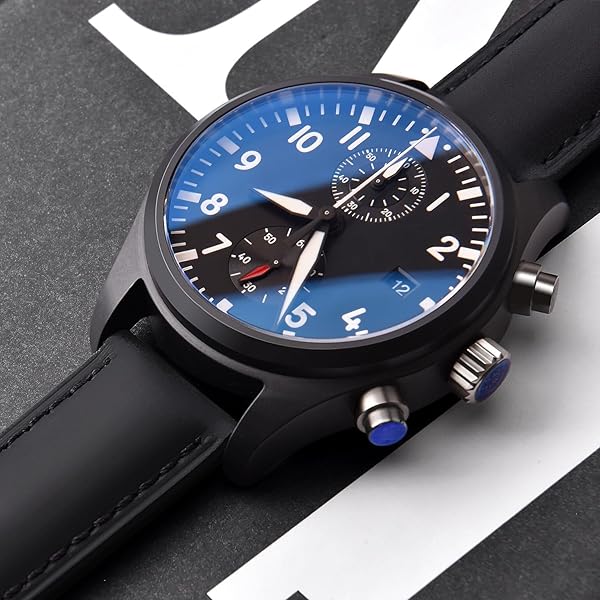 Ritche Ritche Black Leather Watch Band for Galaxy Watch 6 Classic 20mm Vintage Quick Release Strap Perfect for Gifts and Stocking Stuffers - View 3 of 8