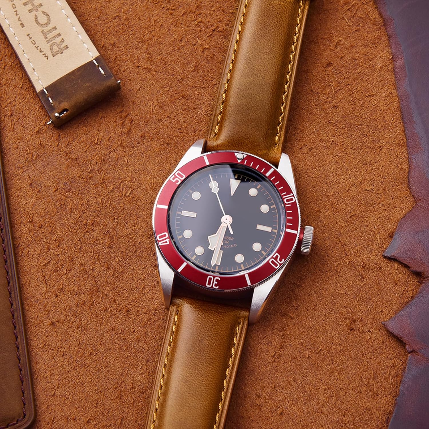 Ritche Ritche Genuine Leather Watch Band for Galaxy Watch 6 Classic 20mm Vintage Quick Release Strap Toffee Brown Perfect Gift for Men - View 2 of 9