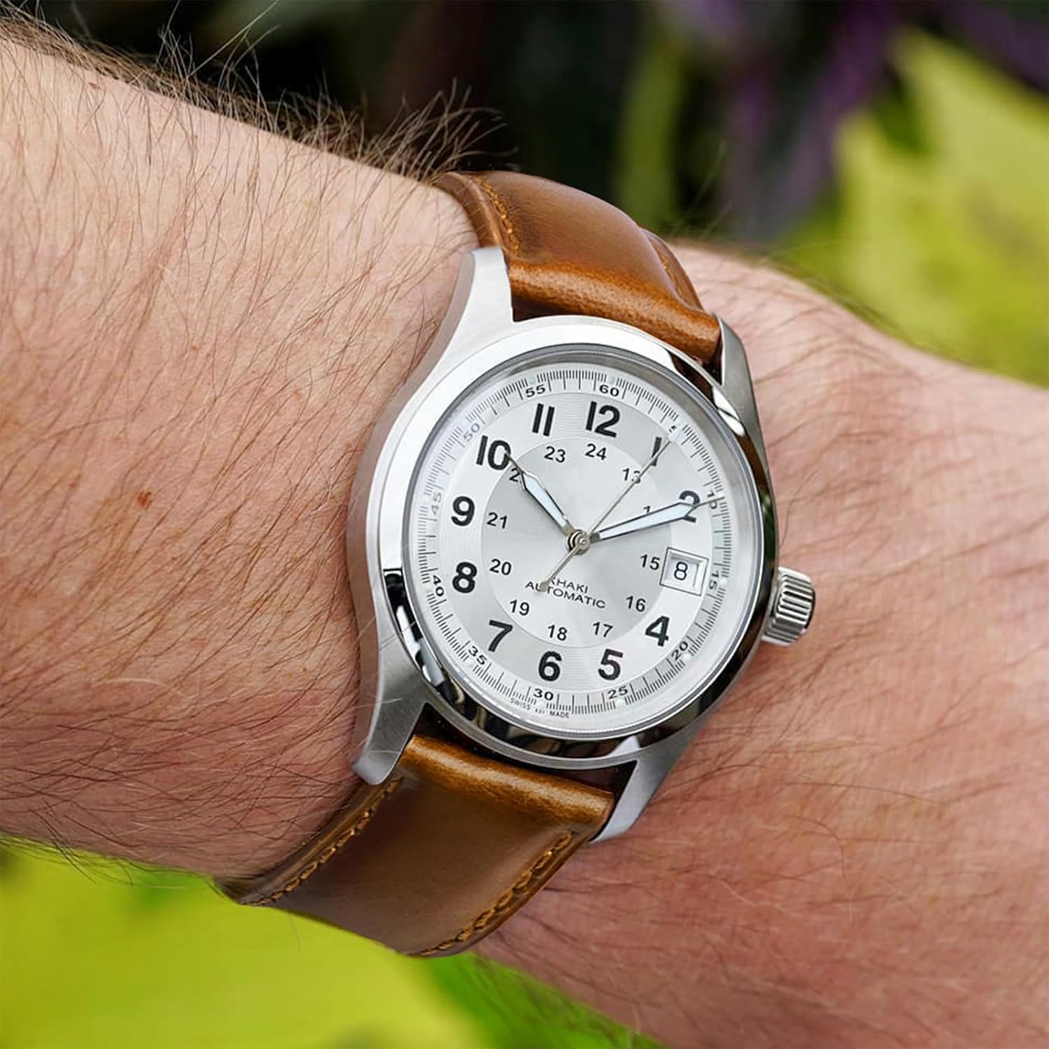 Ritche Ritche Genuine Leather Watch Band for Galaxy Watch 6 Classic 20mm Vintage Quick Release Strap Toffee Brown Perfect Gift for Men - View 3 of 9