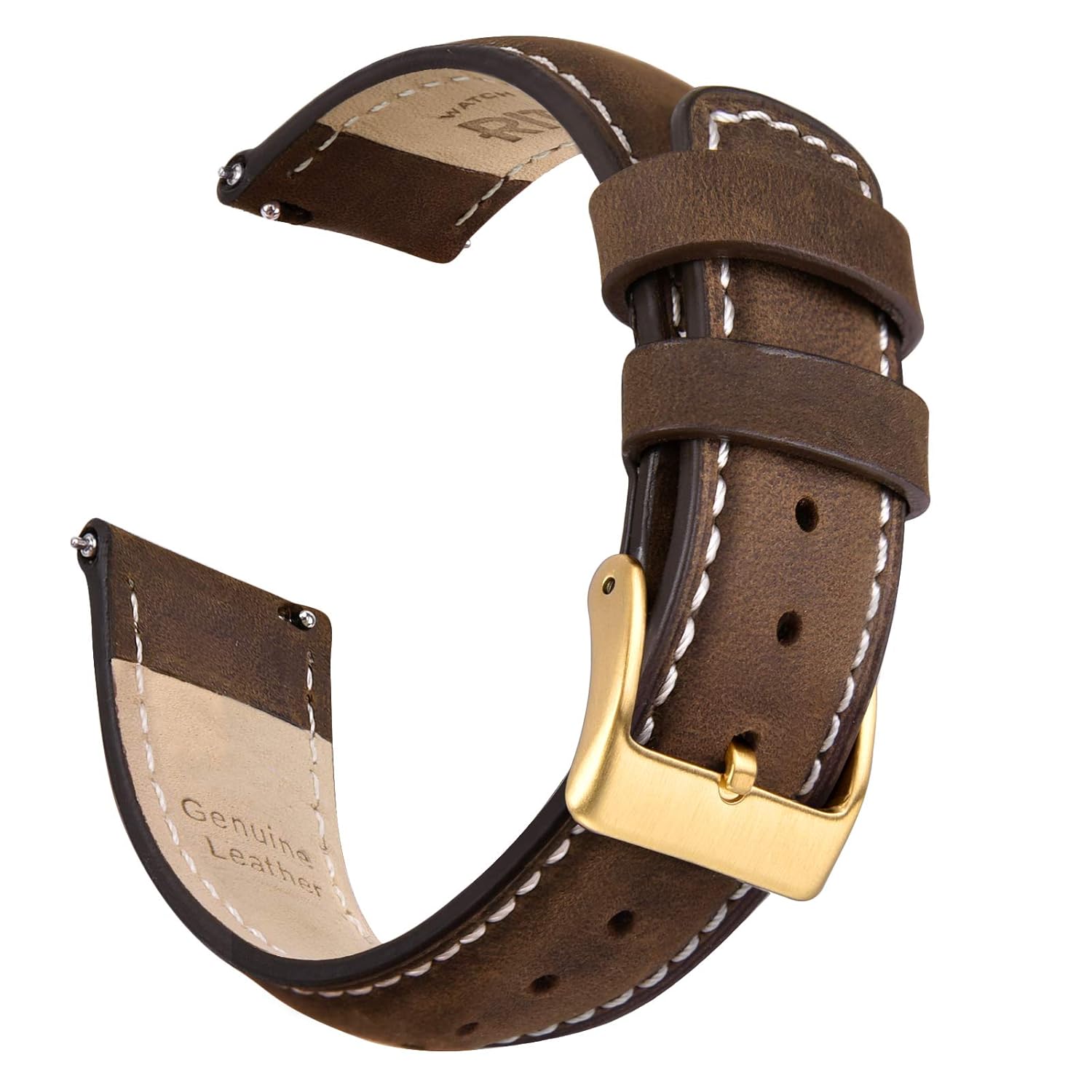 Ritche Ritche Genuine Leather Watch Band for Galaxy Watch 6 Classic 20mm Vintage Quick Release Strap Toffee Brown Perfect Gift for Men - View 8 of 9