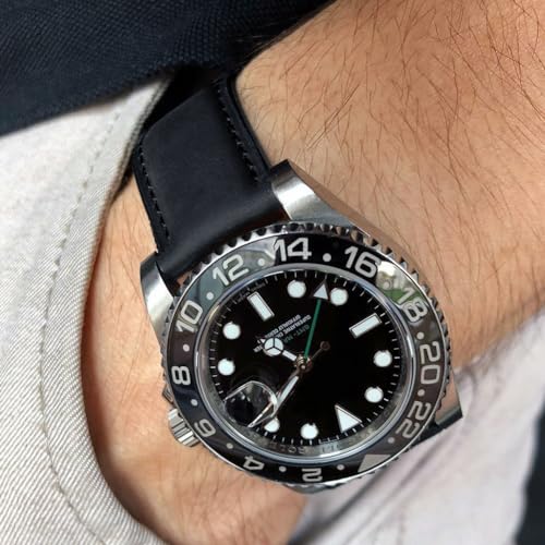 Ritche Ritche Genuine Black Leather Watch Bands 22mm Classic Vintage Quick Release Top Grain Leather Strap Perfect for Gifts and Father's Day - View 4 of 8