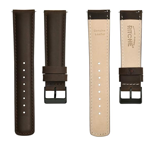 Ritche Ritche Classic Vintage 22mm Leather Watch Band Espresso Brown Quick Release Strap Perfect for Gifts and Stocking Stuffers for Men - View 6 of 8
