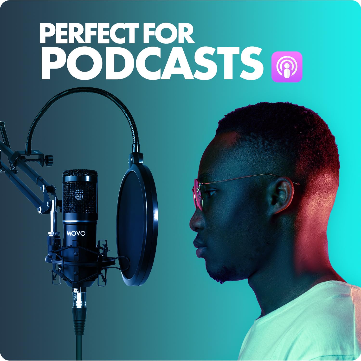 Movo Movo PodPak2A 2-Pack Universal Cardioid Microphone Kit with Scissor Arm Stand and Pop Filter for YouTube Podcast and Streaming - View 3 of 7