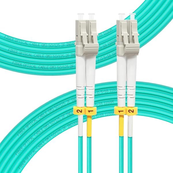 FLYPRO Fiber LC to LC Patch Cable OM3 15M 10GB 40GB Multimode Duplex Fiber Optic Cord 50/125um LSZH