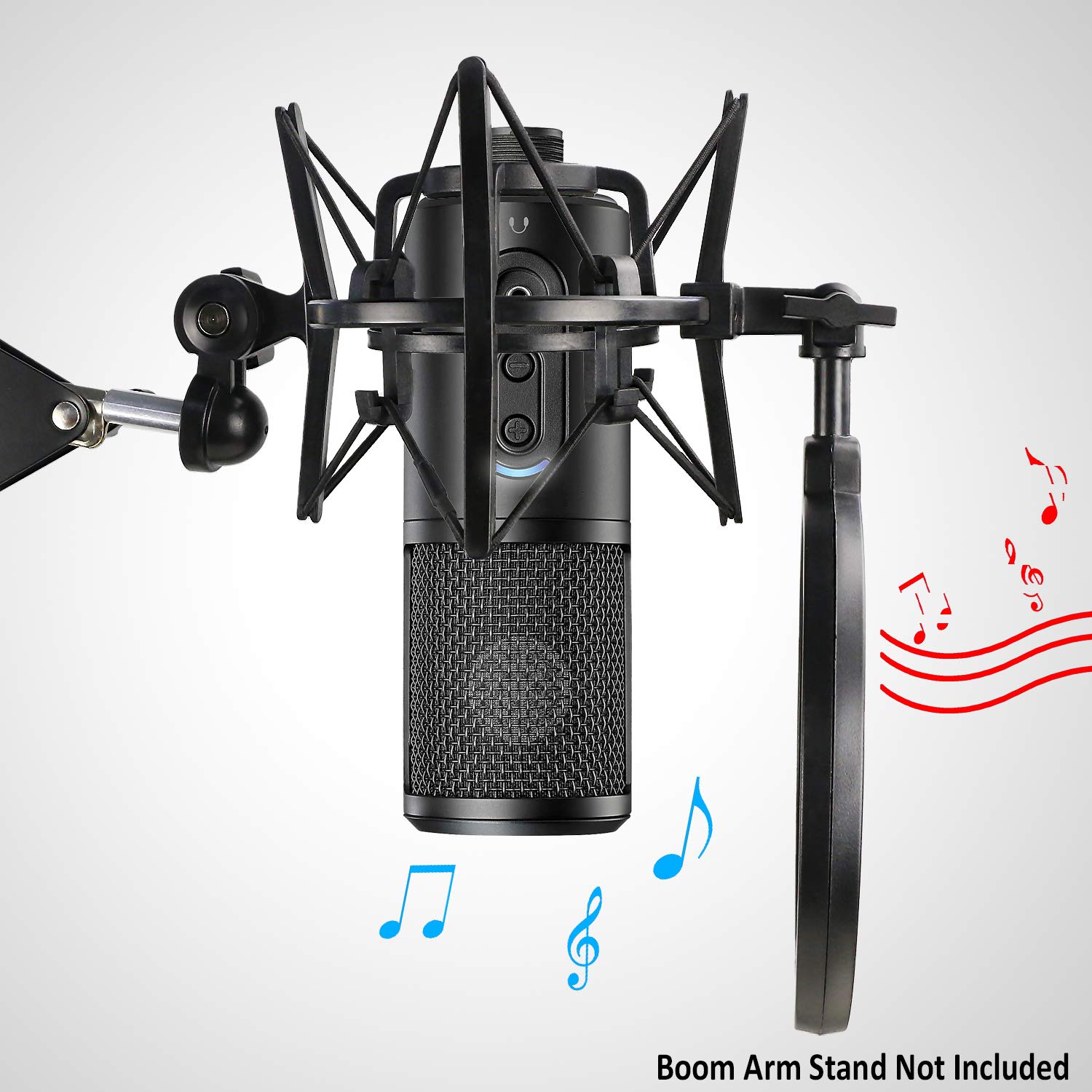 ATR2500X Shock Mount with Pop Filter and Windscreen for Audio-Technica ATR2500 USB Microphone by YOUSHARES - View 4 of 7