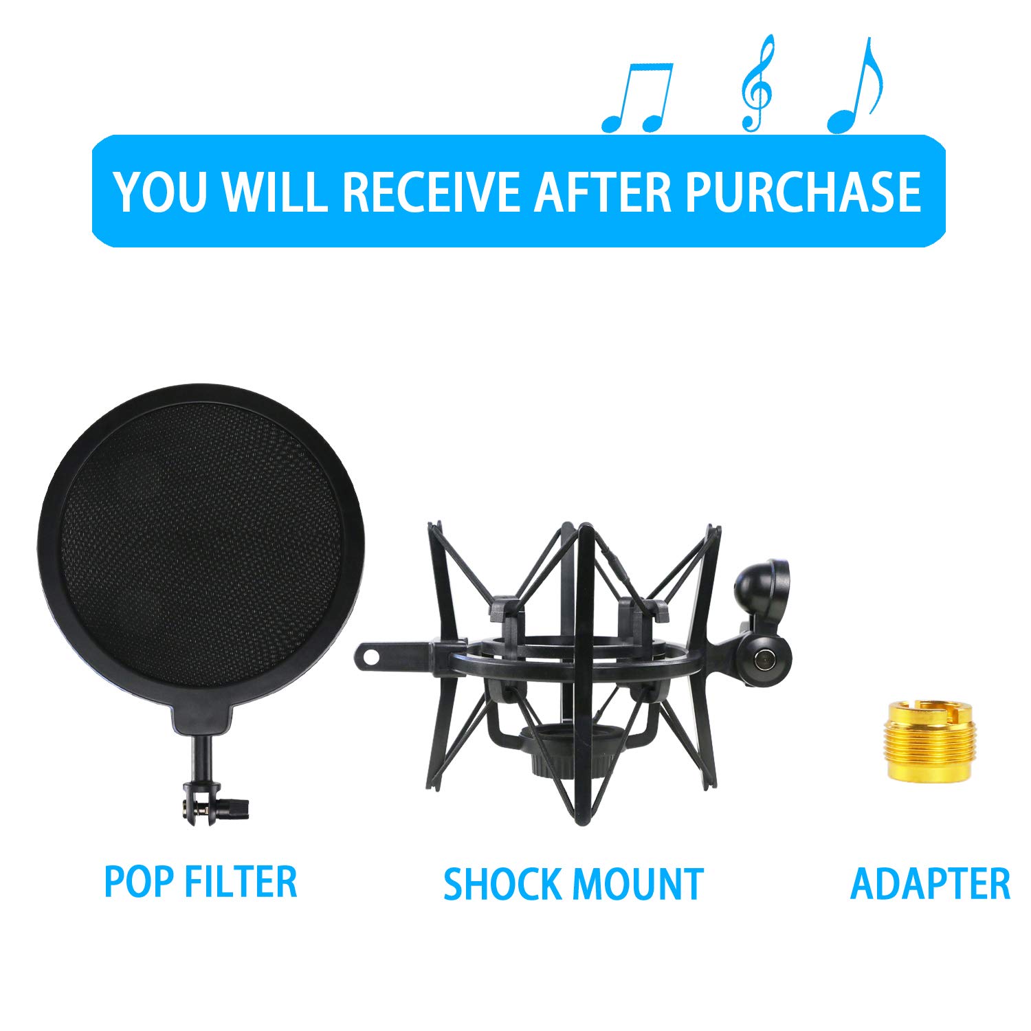 ATR2500X Shock Mount with Pop Filter and Windscreen for Audio-Technica ATR2500 USB Microphone by YOUSHARES - View 6 of 7