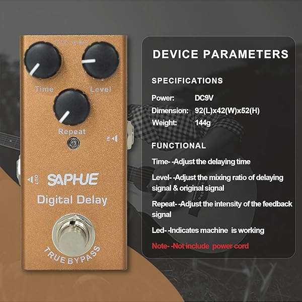 SAPHUE SAPHUE Digital Delay Guitar Effects Pedal - Mini True Bypass with Steel Shell for Electric Guitar - View 8 of 8