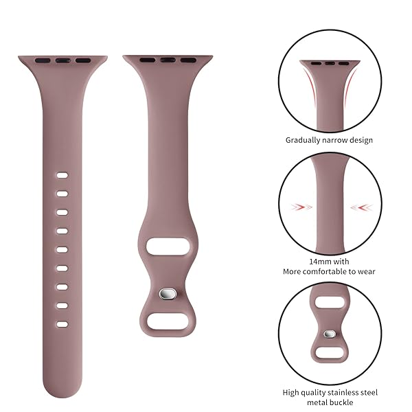 Acrbiutu Acrbiutu Thin Slim Band for Apple Watch 38mm to 49mm Replacement Silicone Sport Strap Smoke Violet for iWatch Series 1 to 10 Women Men - View 4 of 8