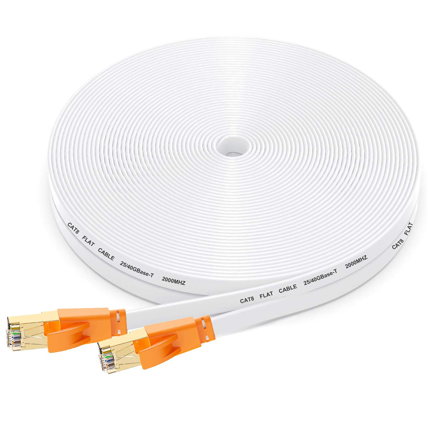 Smolink Smolink Cat 8 Ethernet Cable 50FT - 40Gbps Flat LAN Cable with Gold Plated RJ45 for Fast Internet Connection