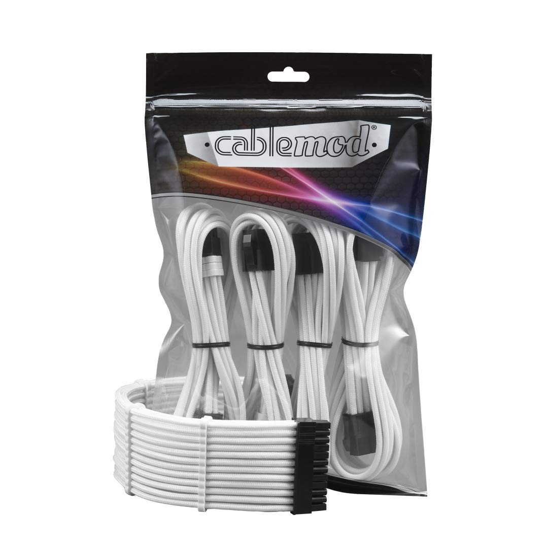 CableMod CableMod 8+8 Series Pro ModFlex White Sleeved Cable Extension Kit for Enhanced PC Aesthetics and Performance