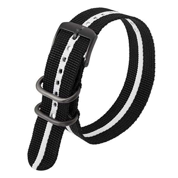 Luminox Men's Black and White 23mm Webbing Nylon Strap Stainless Steel Watch Band