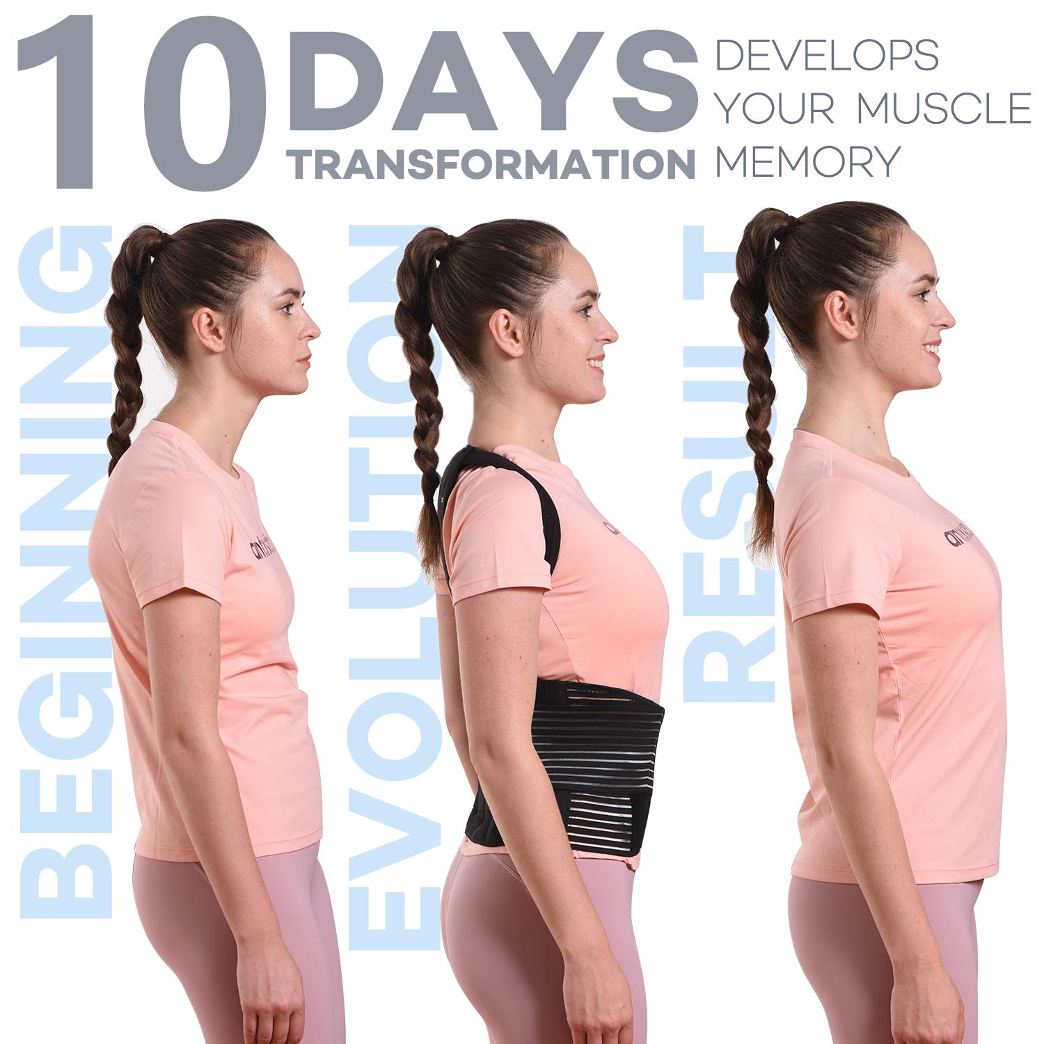 SICHEER Sicheer Posture Corrector Back Brace for Men and Women Adjustable Shoulder Support Trainer for Neck Pain Relief Large Size 39-41 Inch - View 2 of 7