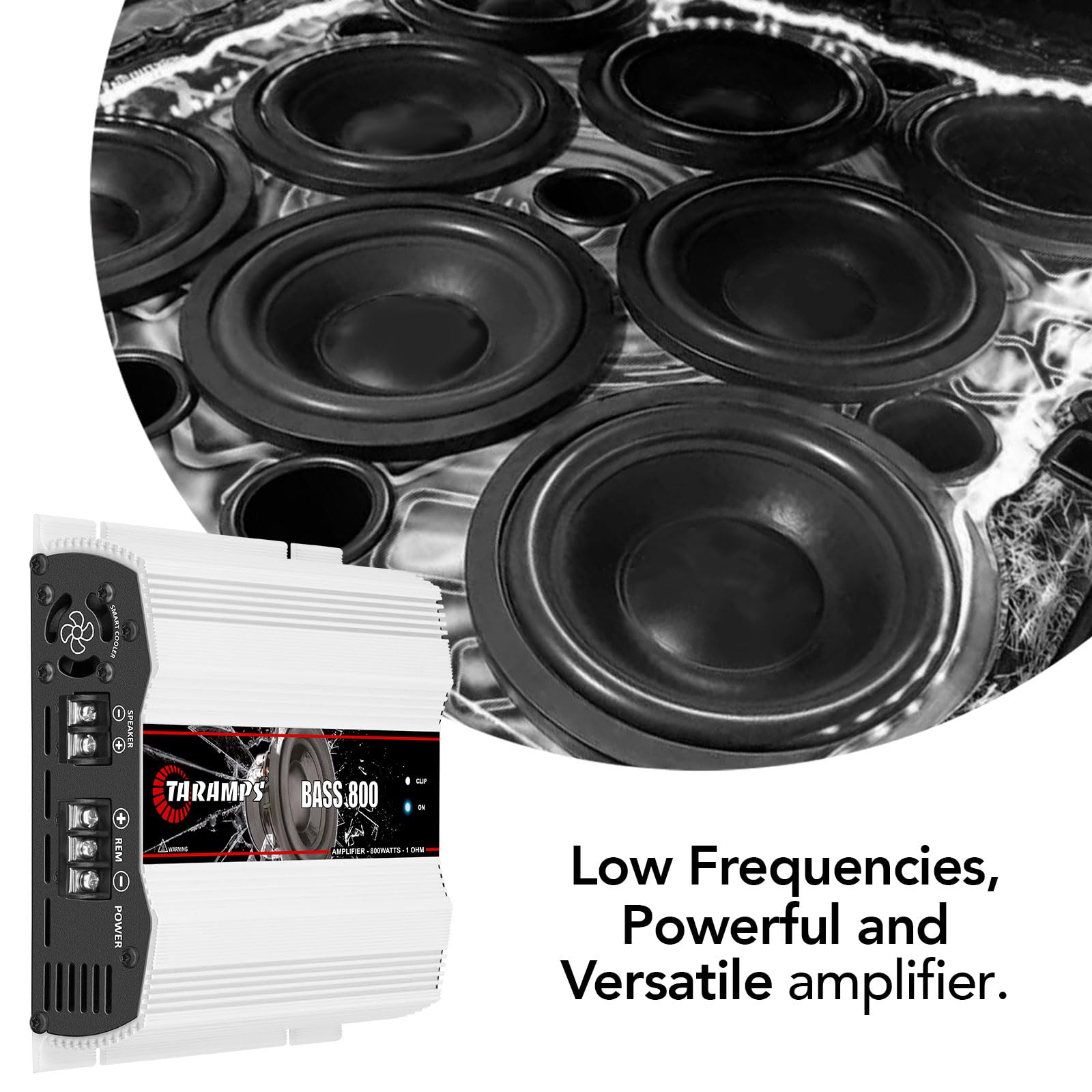 Taramps Bass 800 Monoblock Amplifier 800 Watts RMS 1 Ohm Ideal for Subwoofer Car Audio RCA High Level Input Full Range Performance - View 9 of 9