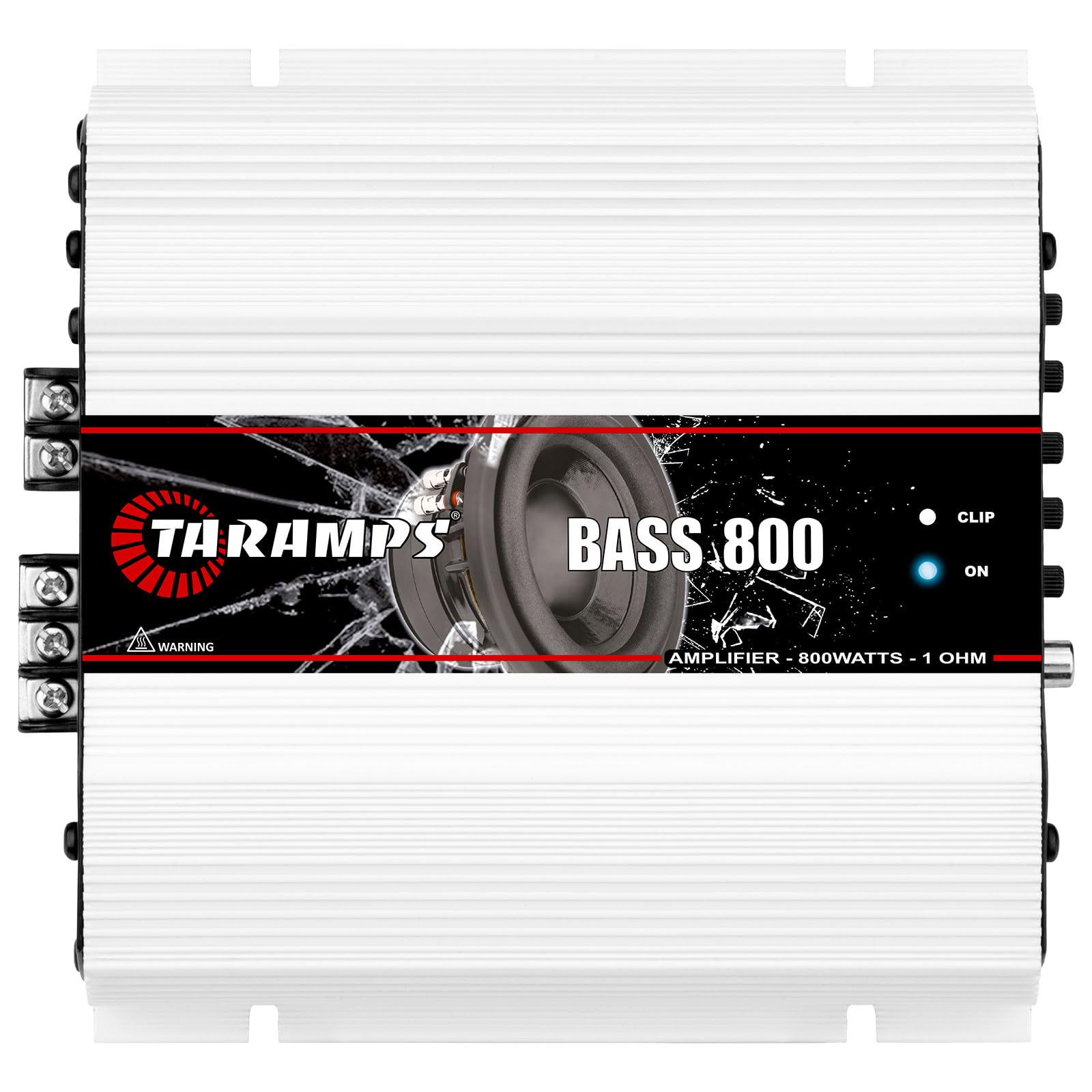 Taramps Bass 800 Monoblock Amplifier 800 Watts RMS 1 Ohm Ideal for Subwoofer Car Audio RCA High Level Input Full Range Performance