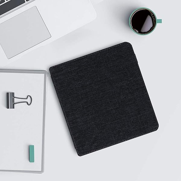 kwmobile KWMobile Origami Case for Kobo Libra H2O - Slim Dark Grey Fabric Cover - View 4 of 11