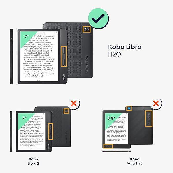 kwmobile KWMobile Origami Case for Kobo Libra H2O - Slim Dark Grey Fabric Cover - View 8 of 11