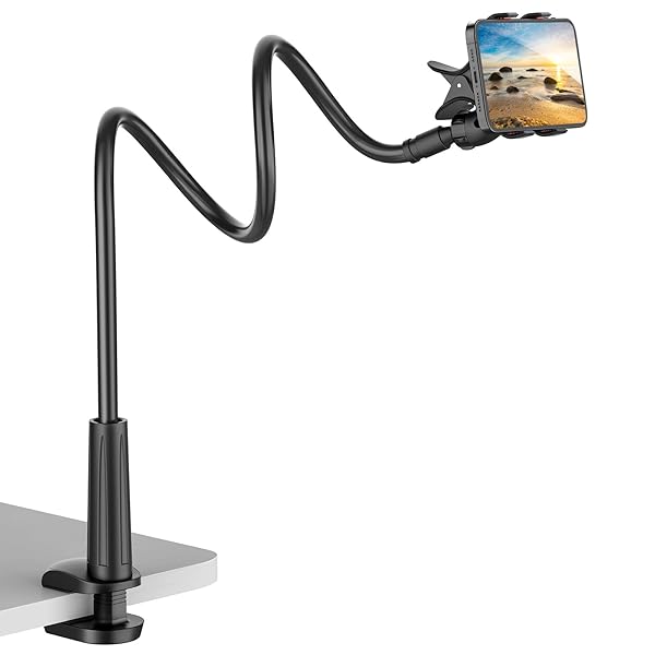 VIVI MAO VIVI MAO Gooseneck Phone Holder Flexible Stand for iPhone 13 Pro Xs Max XR 8 7 6 Plus and Other 3.5 to 6.7 Inch Devices Black