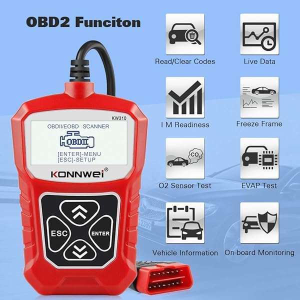 KONNWEI KONNWEI KW310 OBD2 Scanner: Full OBDII Functions & 10 Modes for 1996+ Cars - Reliable Engine Fault Code Reader - View 4 of 10
