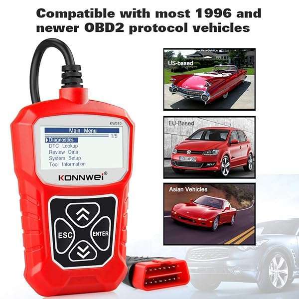 KONNWEI KONNWEI KW310 OBD2 Scanner: Full OBDII Functions & 10 Modes for 1996+ Cars - Reliable Engine Fault Code Reader - View 6 of 10