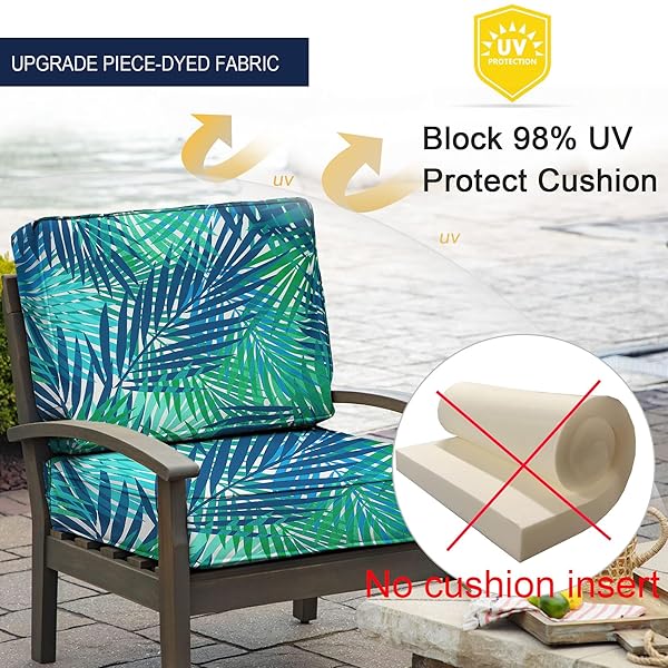 NettyPro NettyPro Waterproof Outdoor Cushion Cover 4 Pack for Patio Chair Seat 20 x 18 x 4 Inch - View 4 of 10