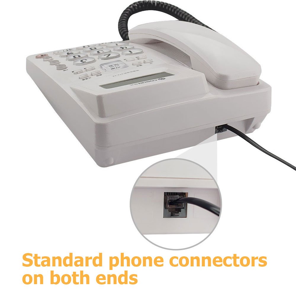 Uvital Uvital 33 Ft Phone Extension Cord with RJ11 Plug In-Line Couplers and Cable Clip Holders for Home and Office Use - View 4 of 7